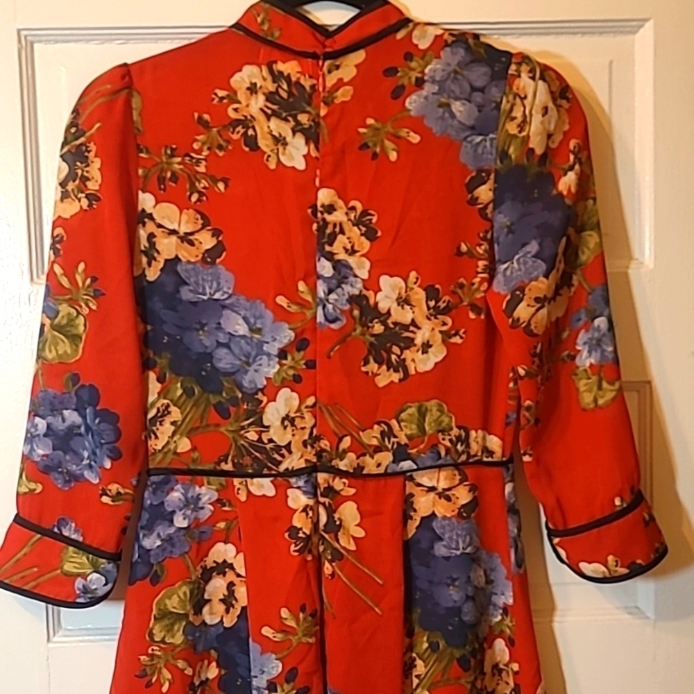 RE:Named Scarlet Red Floral Mod Boho Mini Dress Women’s Small - Picture 7 of 15